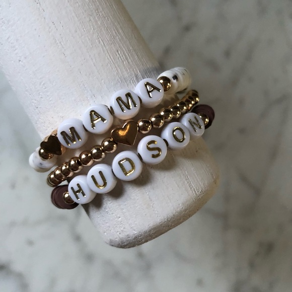 Personalized custom beaded bracelet/ heishi 6mm clay beads - Picture 4 of 16